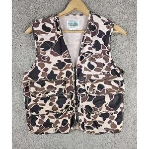 Vintage 1980s Frogskin‎ Camo Bird Hunting Vest Wilderness Unlimited Mens Medium